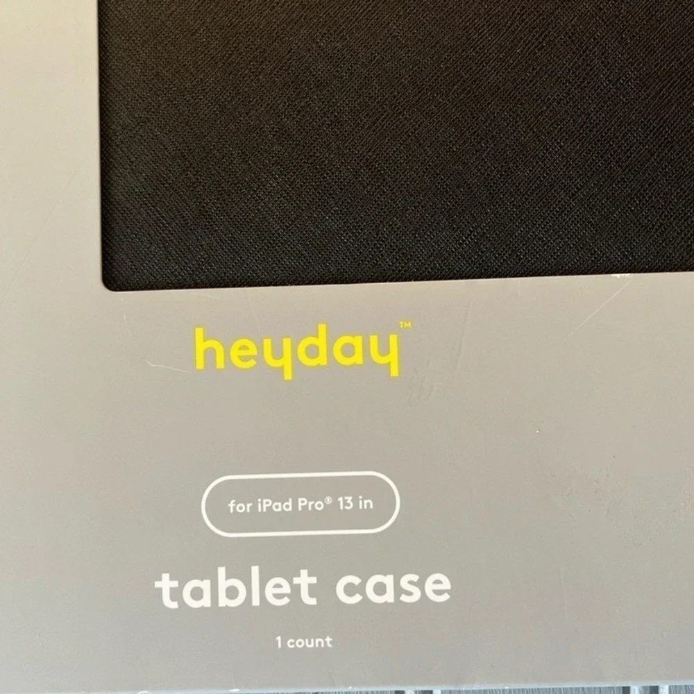 Heyday ipad Pro 13 Inch Tablet Case Black Tri Fold Stand Stylus Holder New